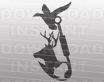Deer Duck Hook Turkey SVG File,Hunting and Fishing SVG File -Commercial & Personal Use- Vector Clip Art,Cricut,Silhouette Cameo,vinyl cut