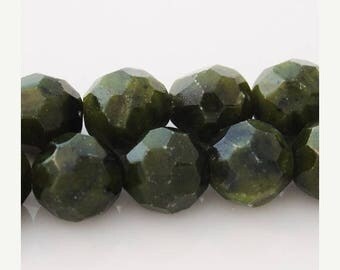 20% Off Sale 10mm Faceted Round Semi-Precious Suyi Jade - 10 Pcs - 0403