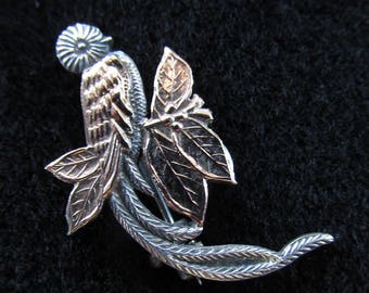 14K Yellow Gold and Sterling Silver Quetzal Bird Brooch Older Vintage Jewelry Unmarked TESTED