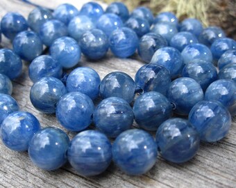 8mm AAA Kyanite Rounds - natural semiprecious stone beads - jewelry supplies - 8 beads