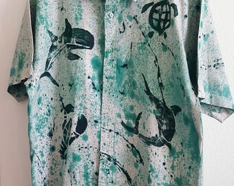 Hand Painted Men's button down shirt