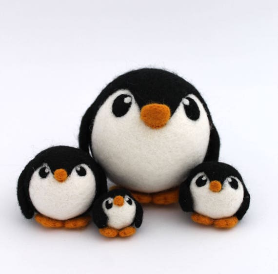 Needle Felted Penguin BIG Roly Poly Penguin Ornament