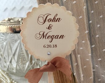 Personalized Wedding Cupcake Toppers, Wedding Toppers, Name and Date Food Picks