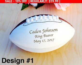 Ring Bearer Gifts, Engraved Football, Mini Football, Ring Bearer Gift, Groomsmen, Engraved Gift, Christmas Gift, Sports, Keepsake, Design #1