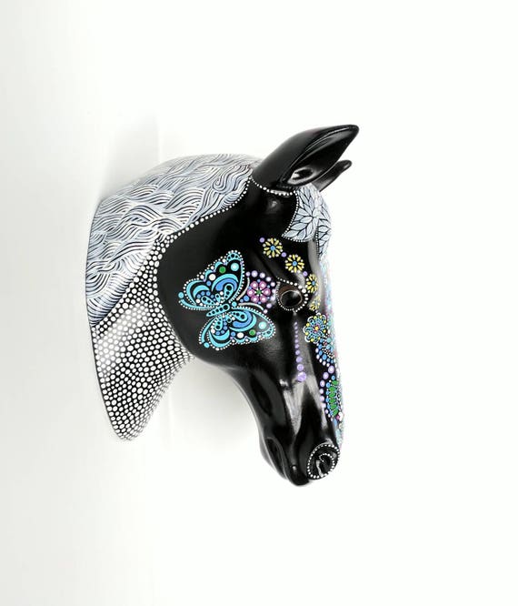 Horse art Painted Horse ceramic hand painted horse head