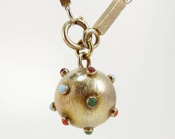 Vintage Sputnik Ball Charm Bracelet Gold Filled Gemstone Bracelet