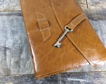 Blonde Leather Journal with Skeleton Key - LG