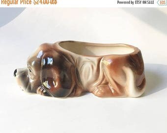 SALE Dog Planter Ceramic Dog Planter Vintage dog Collectible dog Brown dog