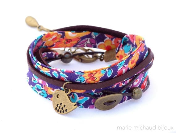 Liberty bracelet,Wrap bracelet,Double wrap bracelet,Textile bracelet,Cuff bracelet,Liberty jewelry,Summer bracelet,Summer jewelry,Liberty