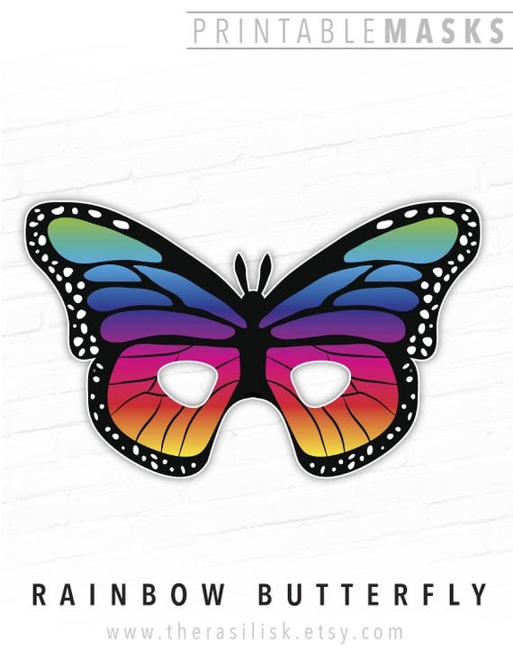 Halloween Mask Rainbow Butterfly Printable Mask Butterfly
