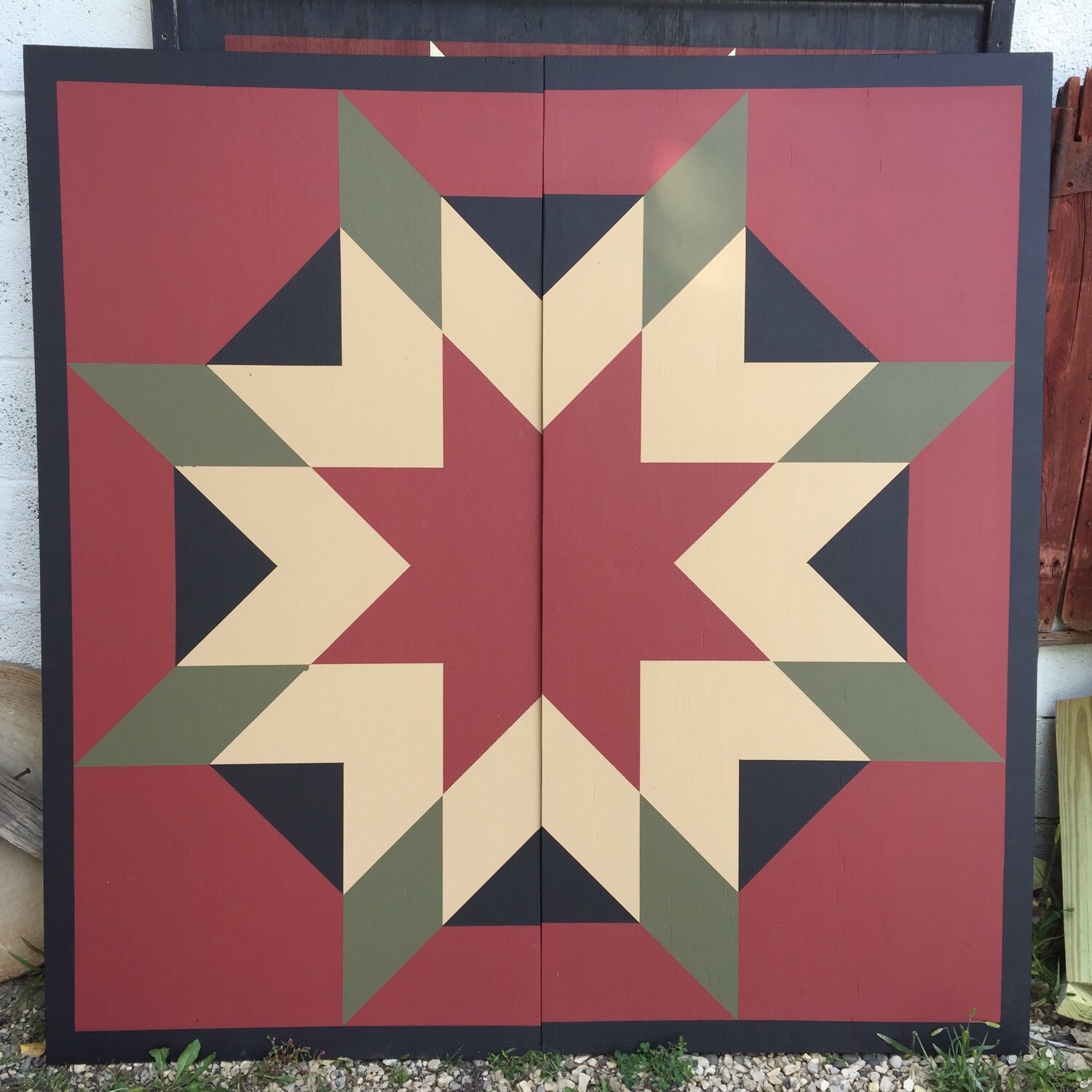 PRiMiTiVe Hand-Painted Barn Quilt 4' Double Aster