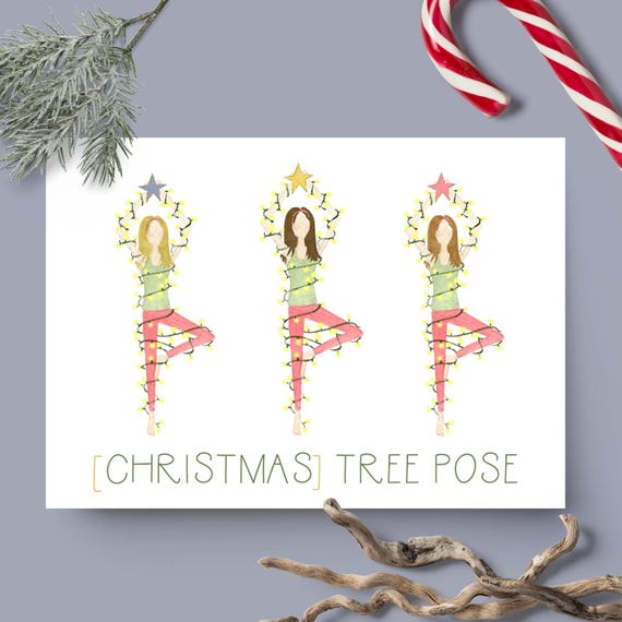 Christmas Tree Pose Yoga Holiday Card // Blank Inside // Yoga