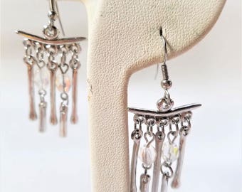 Silver tone Vintage Drop Pierced Earrings