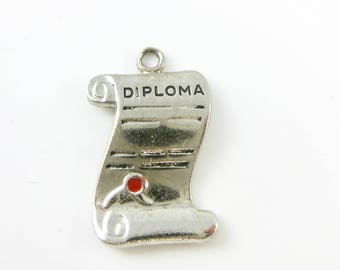 Vintage Wells Sterling Silver Diploma School Themed Charm
