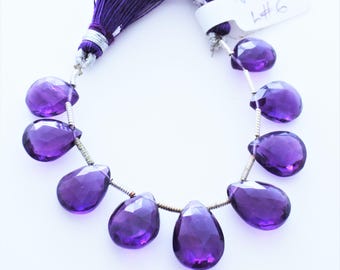 Amethyst Gemstone Faceted Briolettes Qty 9 Matched Pairs