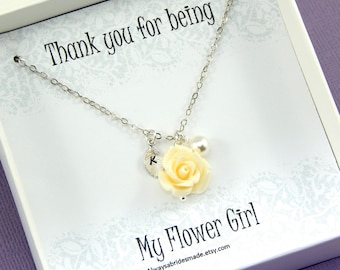 Flower Girl Necklace - thank you gift - Gift Boxed Jewelry Flower Girl Necklace Personalized Flower Girl Gift