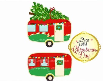 ON SALE Vintage Christmas Caravan Clip Art Car Retro ON SALE Vintage Christmas Caravan Clip Art Car Retro