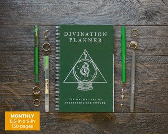 Divination Planner Notebook - Green / Monthly / Half-Size / 24 Months / Pick Your Own Starting Month