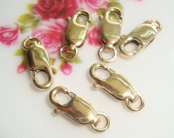 5 pcs, 10x4mm, 14k Gold Filled Lobster Claw with Open Ring - made in USA, Hallmarked