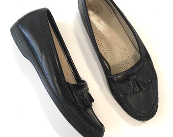 vintage leather shoes - COAL black leather loafers / sz 7.5