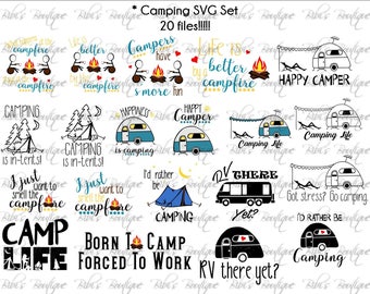SALE!! 20 Camping SVG files * Camp Life * Campfire * S'Mores * Rather Be Camping * Happy Camper SVG * rv Camp