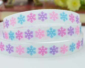 Snowflake Grosgrain Ribbon 3/8 Inch 9mm