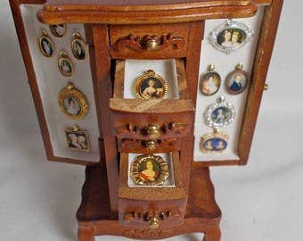 Dolls house miniature Miniature Portrait Collection Cabinet