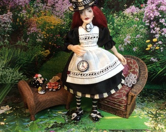 Alice In Wonderland, Goth Alice, Doll House Alice, Miniature Goth Alice, Miniature Alice in Wonderland