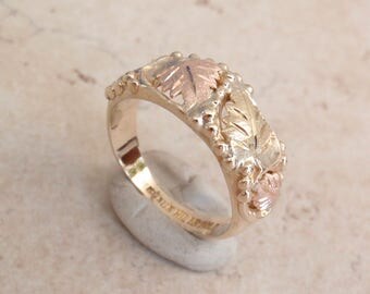 Black Hills Gold Ring Tri Color 10K Size 6.25 Vintage 011816YU