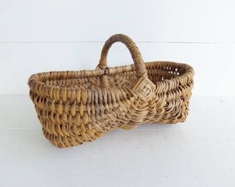 Vintage Buttocks Basket, Wicker Basket, Small Cane Basket