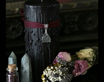 Odins Fire, Norse Mythological Candle, bonfire candle, ox blood and black pillar candle, Norse God candle, All father gifts, odinism candle