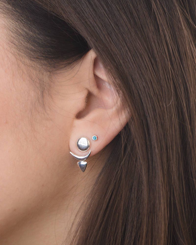 Sun & Moon Ear Jacket Sterling Silver and Gold Plated