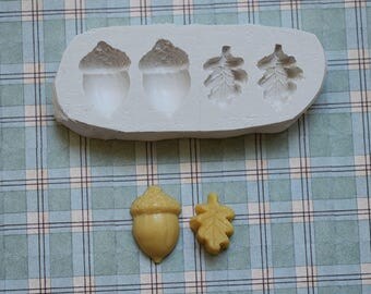 Moule glands et feuilles de chêne en silicone souple pour loisirs créatifs scrapbooking