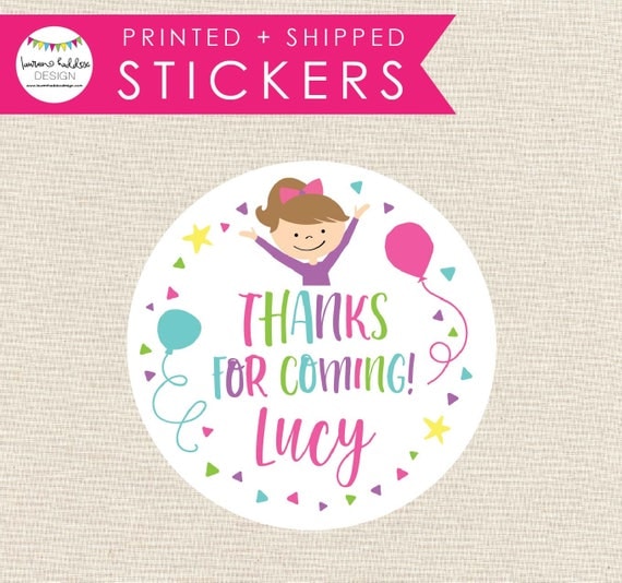 Gymnastics Favor Stickers, Gymnastics Party Stickers, Printed Gymnastics Stickers, Round Favor Labels, Favor Labels, Lauren Haddox Designs Il_570xn