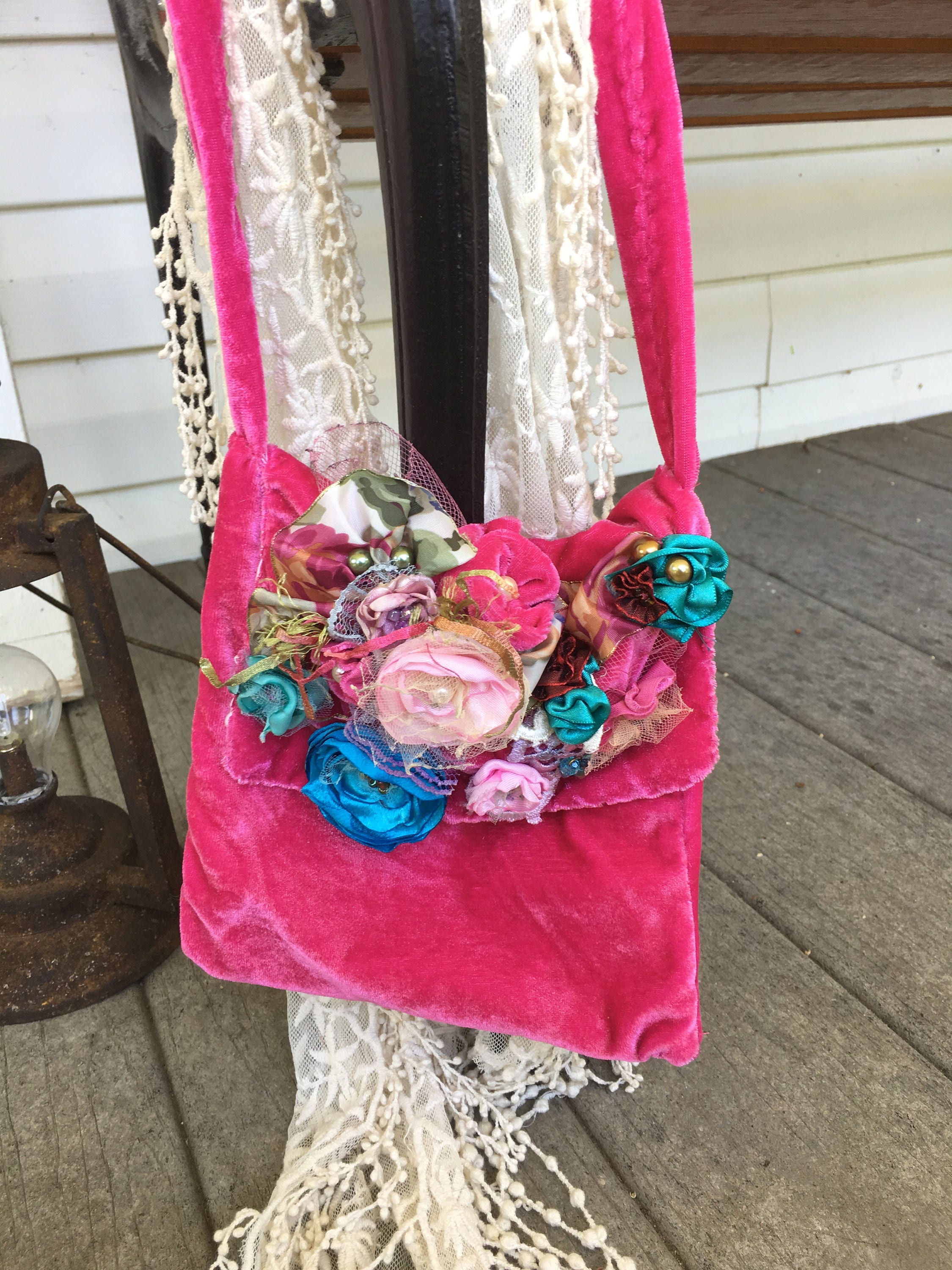 Unique Pink Flower Purse