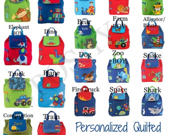 Monogrammed Stephen Joseph Quilted Backpack / Children and Toddler Backpack / Personalized / Choose from 42 Patterns / Boys and Girls