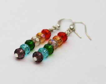 LGBT Pride Gay and Lesbian Glamour Earrings Faceted Glass Jewelry