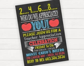 Teacher Appreciation Invitation Printable Teacher Thank You