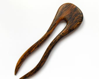 Wooden Hair Fork 2 prong, Hair fork bun, Hair Stick, Hair fork hairstyles, Natural hair accessories, Designed and Handmade by MariyaArts