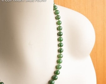 FLASH SALE 8mm A Grade Nephrite Jade Bead Necklace - hand knotted