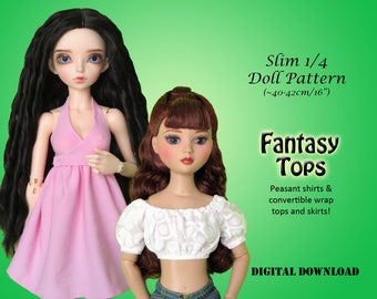 fantasty tops dress doll clothes sewing pattern for Slim 1/4 MSD BJD: Minifee, Kid Delf, Soulkid, Hujoo, Ellowyne Wilde