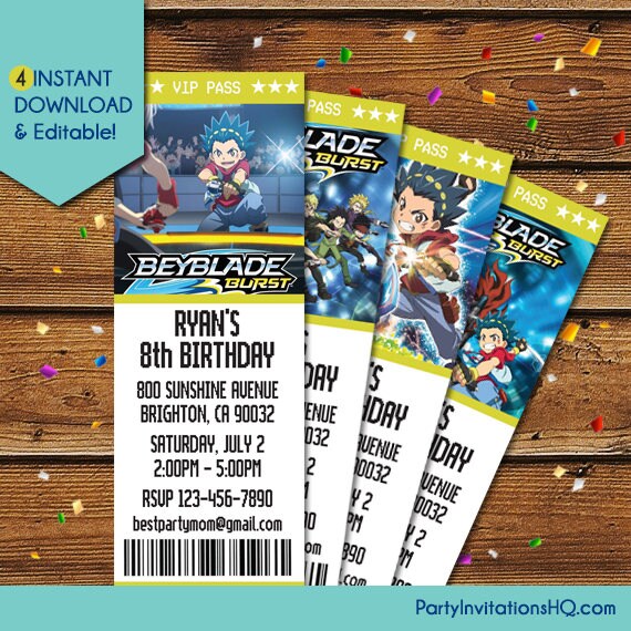 Beyblade Birthday Invitations 7