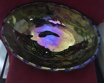 Indiana Glass Iridescent Green Carnival Glass