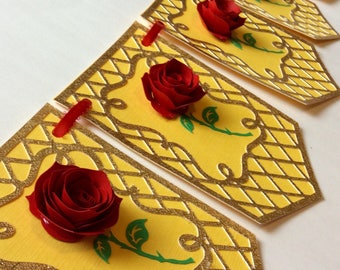 Enchanted rose banner, beauty and the beast, rolled roses, enchanted party, enchanted rose decoration, beauty and the beast party,