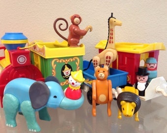 Vintage Fisher Price Little People Play Family Circus Train