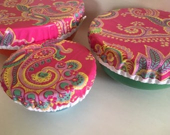 Picnic Food Storage, Reusable Bowl Covers, Laminated Bowl Covers, Bowl Covers, Washable Bowl Covers, Cloth Bowl Covers, Eco Friendly