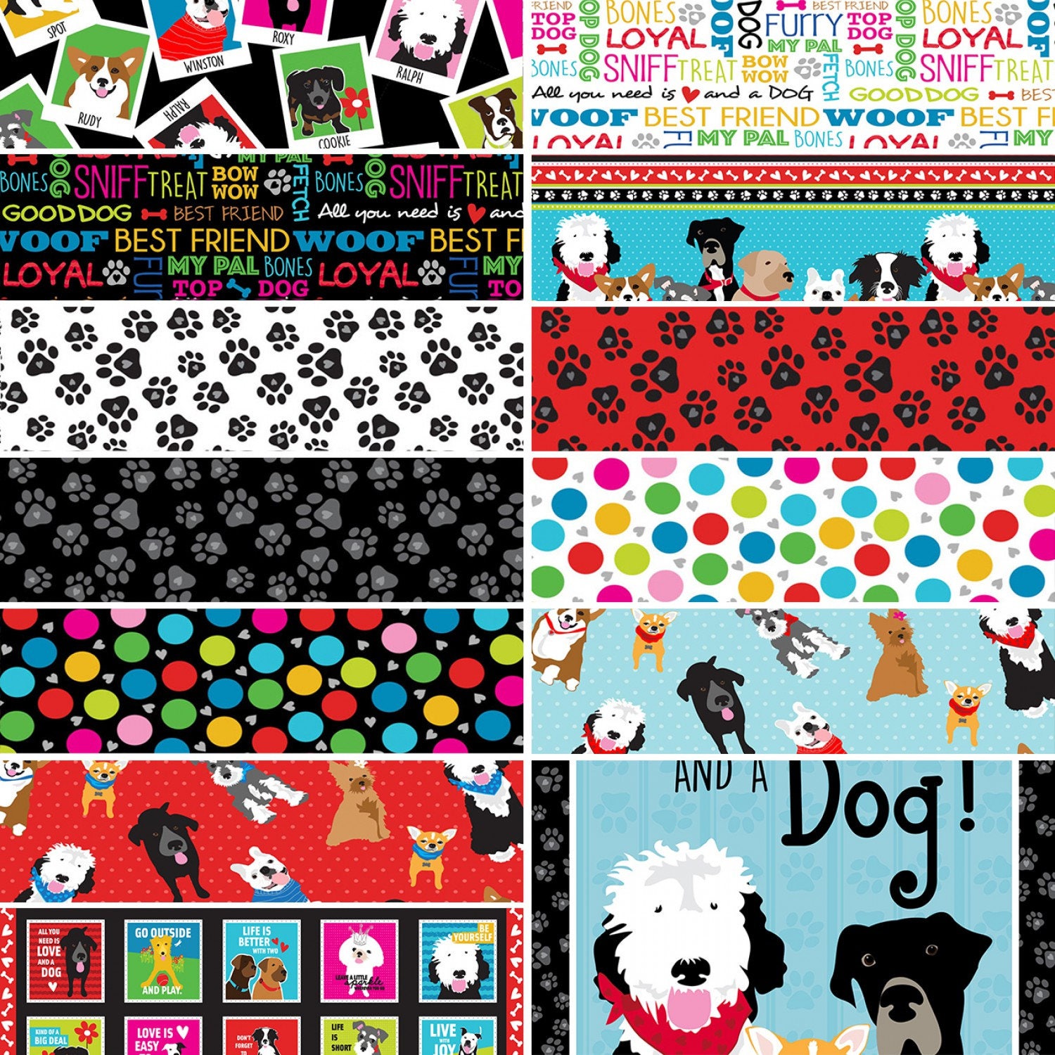 Quilt Kit MUST LOVE DOGS Quilt Kit Panel by Heidi Pridemore