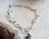 Meteorite Bracelet Oxidized Silver Campo del Cielo and Swirly Silver