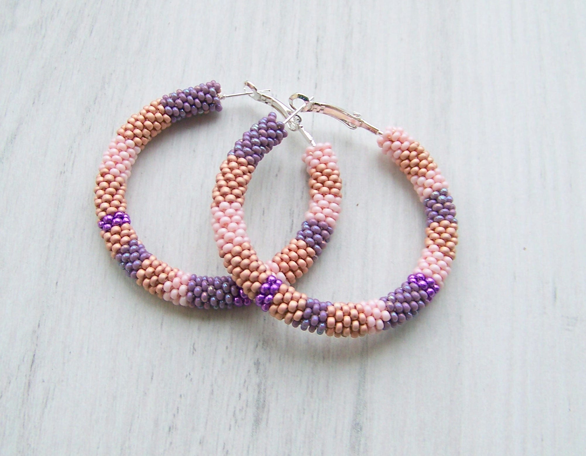 Pastel Earrings Fun Playful Hoops Summer beaded hoop
