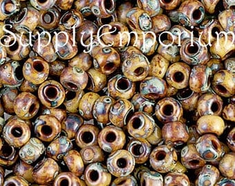 Size 6/0 Brown Tan Matte Picasso Seed Beads - Miyuki 6/0 Matte Brown Picasso Seed Bead - 15 grams - Color 6-4517 - 1216
